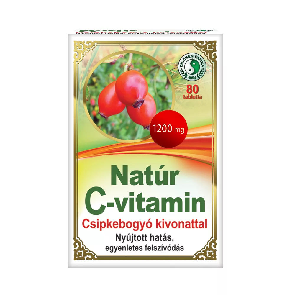 NATÚR C-VITAMIN TABLETTA CSIPKEBOGYÓ KIVONATTAL 80X